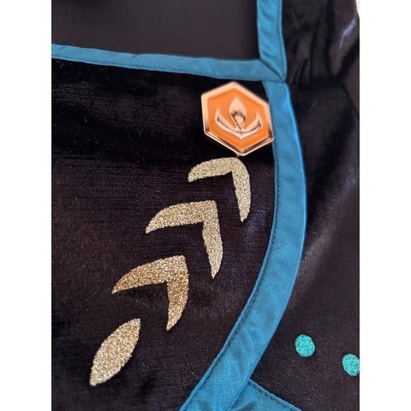 Disney Frozen Anna Costume Dress Girls Size 7/8 Teal Sparkle Cosplay - Picture 3 of 8